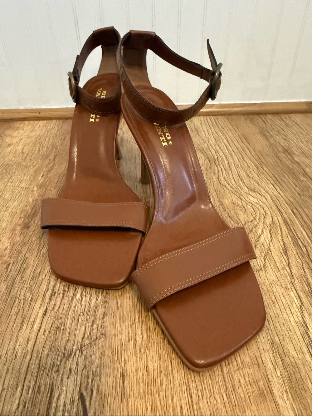 Bruno Valenti Brown Leather Ankle-Strap Heels
